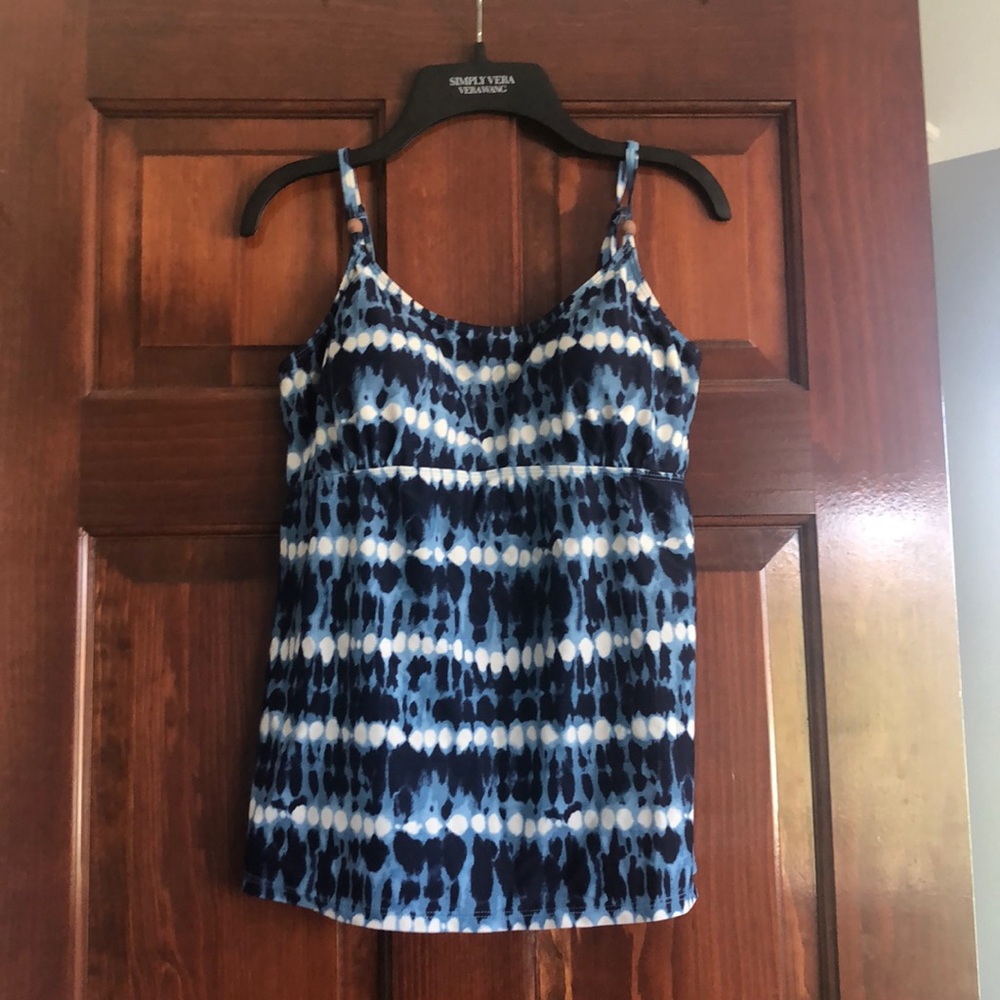 Blue and White Tankini Top